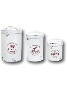 White & Brown Food Storage Canisters Set, One Size
